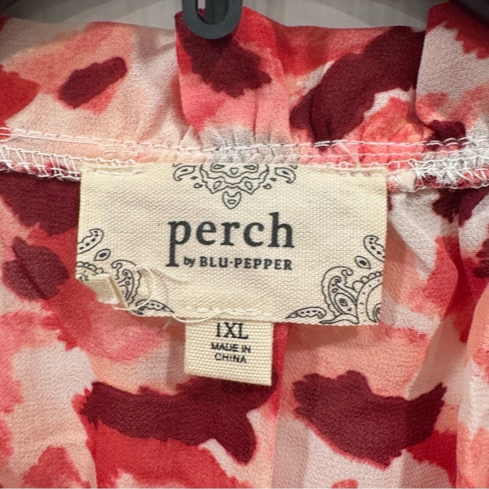 NWT Perch by Blu Pepper Long Sleeve Blouse Red Brushstroke Graphic Abstract - Picture 5 of 5